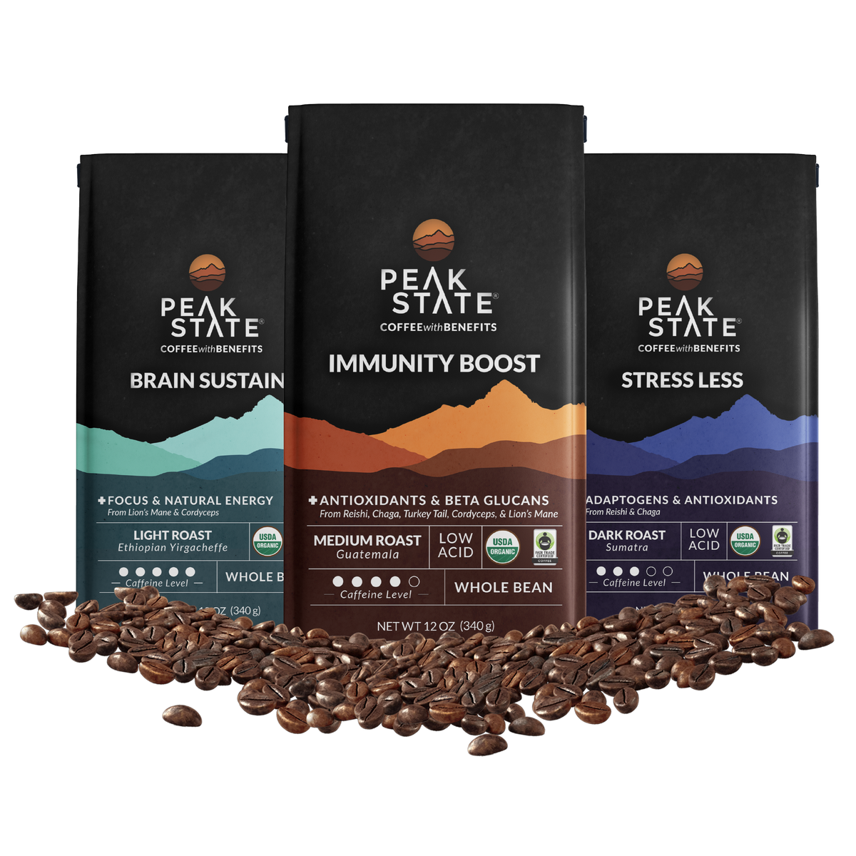 Variety Pack Peak State Coffee3 x 12 oz bags