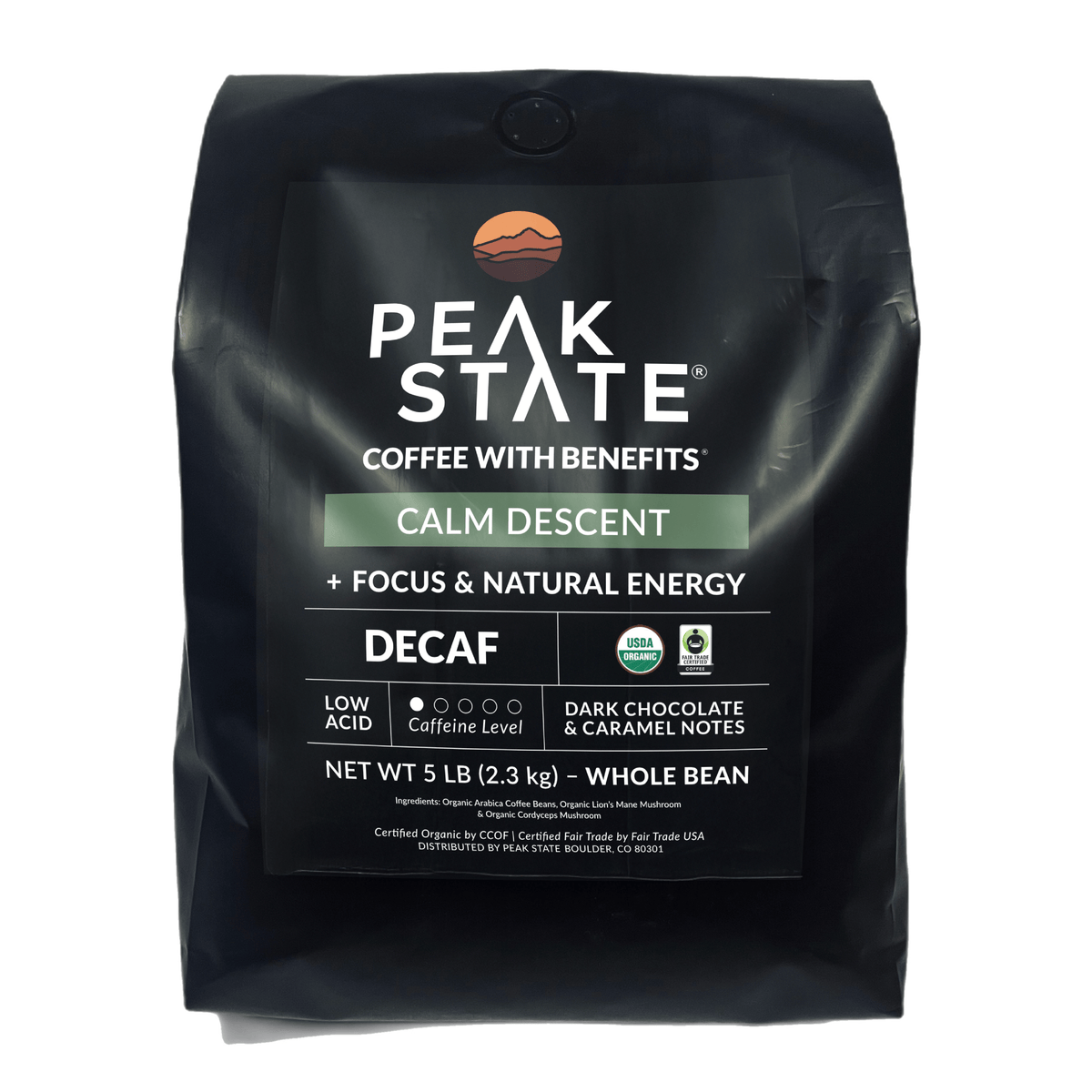 CALM DESCENT Swiss Water Process Decaf - Whole Bean Mushroom Coffee