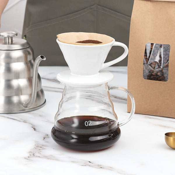 Restpresso 6 oz White Ceramic Coffee Dripper - 4" x 4" x 3" - 1 count box